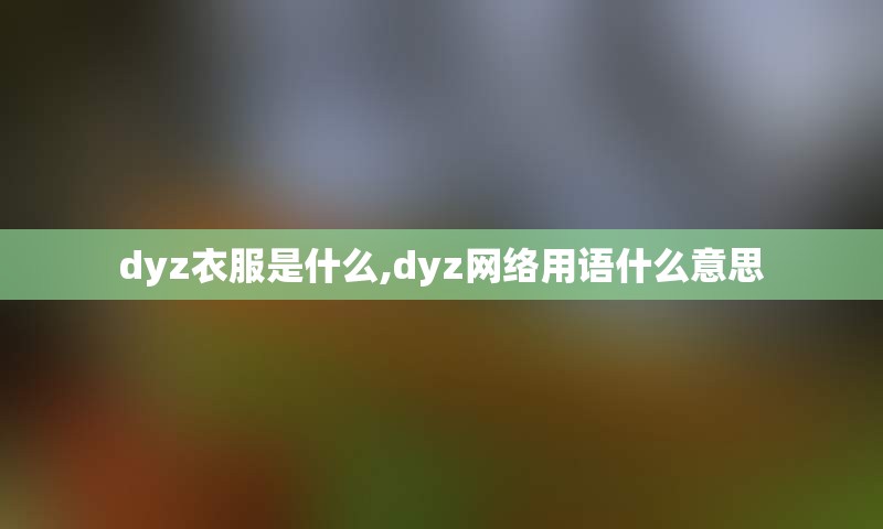 dyz衣服是什么,dyz网络用语什么意思